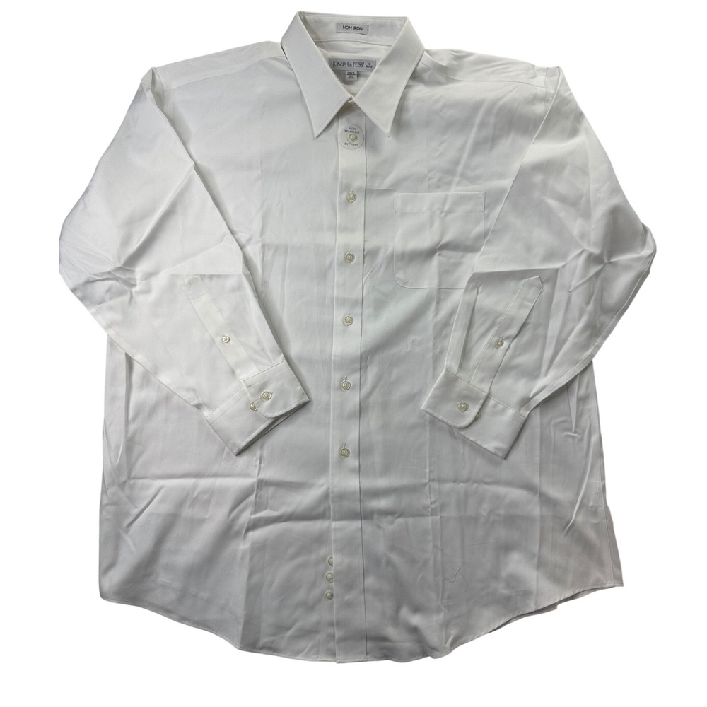Joseph & Feiss Mens White Non-Iron Cotton Dress Shirt 18 32/33 New